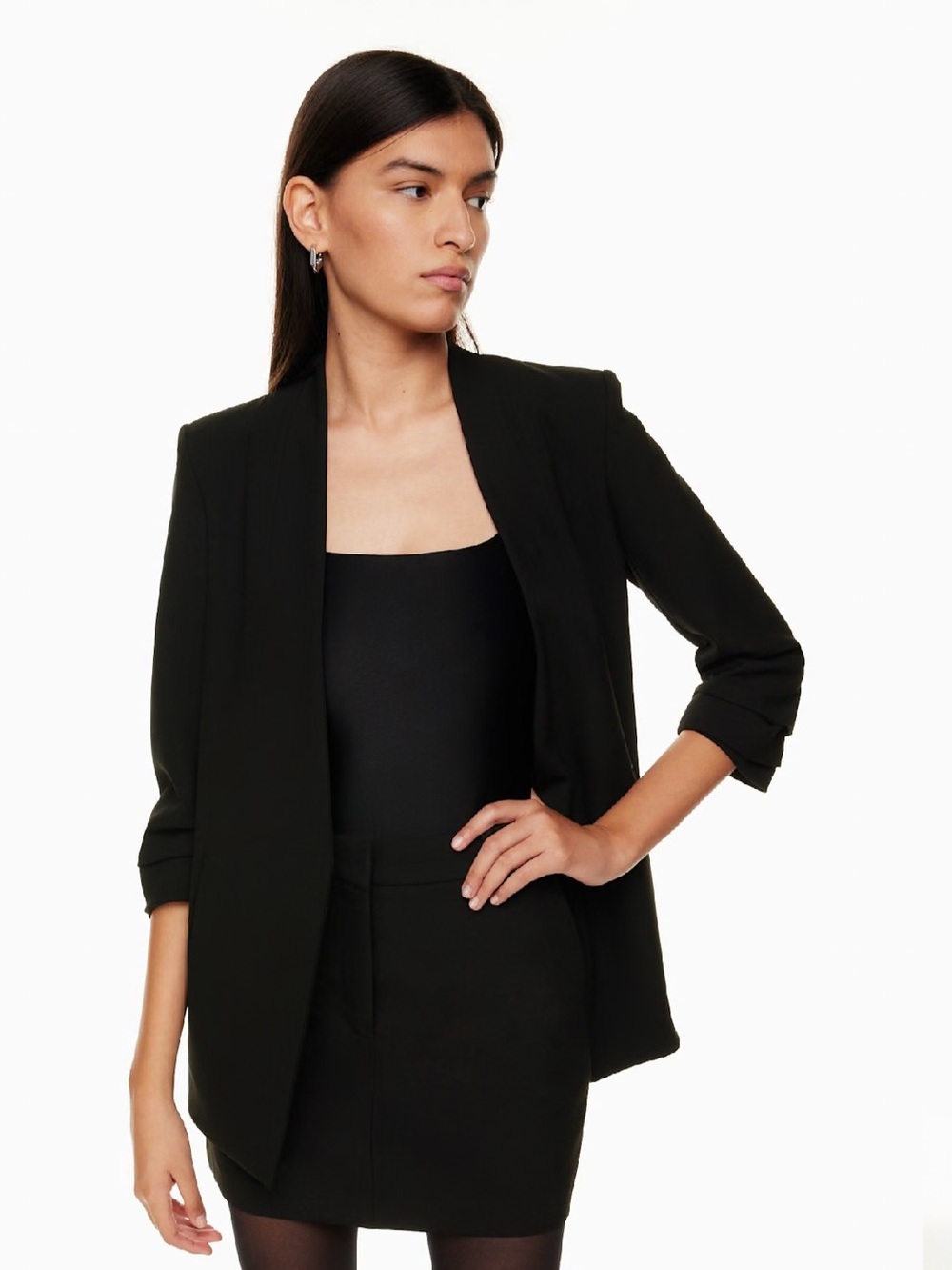 Babaton Black Open-Front Power Blazer